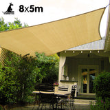 Wallaroo Rectangular Shade Sail: 8m x 5m - Sand - Front View