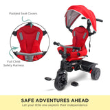 Veebee Explorer 3-Stage Kids Trike with Canopy - Red - 45-Degree Angle