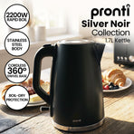 Pronti Breakfast Set with HomeMaid Coffee Machine, Silver Noir Toaster & Kettle