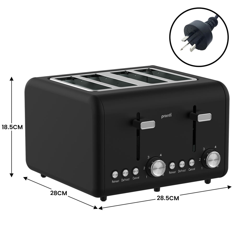Pronti Breakfast Set with HomeMaid Coffee Machine, Silver Noir Toaster & Kettle