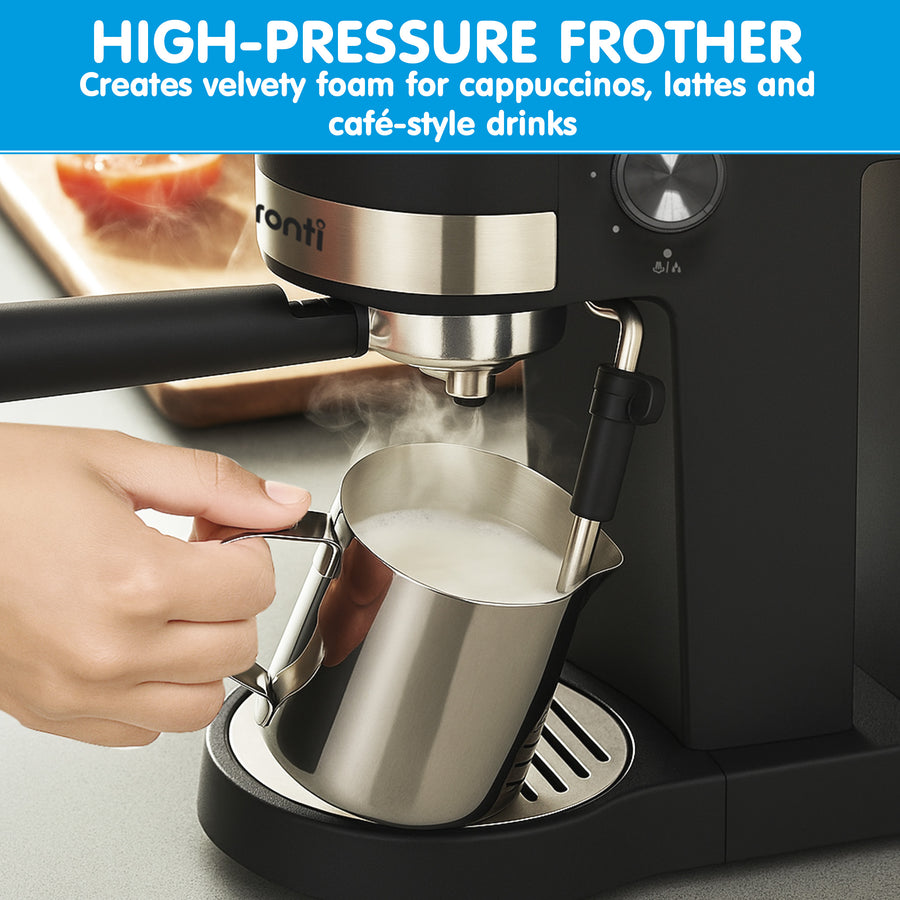 Pronti Breakfast Set with 1.25L Coffee Machine, Silver Noir Toaster & Kettle