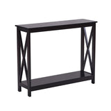 Sarantino Isla X-Frame Console Table in Black - Front View