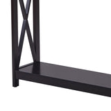 Sarantino Isla X-Frame Console Table in Black - Close-Up Angle