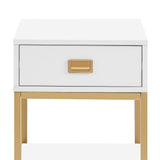 Sarantino Alessia Bedside Table In White/gold - Top-Down View
