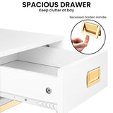 Sarantino Alessia Bedside Table In White/gold - Rear View