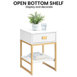 Sarantino Alessia Bedside Table In White/gold - Close-Up Angle