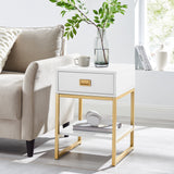 Sarantino Alessia Bedside Table In White/gold - Low Angle