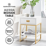Sarantino Alessia Bedside Table In White/gold - Extra Image