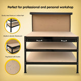 Kartrite 3-layered Work Bench Garage Storage Table Tool Shop Shelf - Close-Up Angle