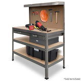 Kartrite 3-layered Work Bench Garage Storage Table Tool Shop Shelf Silver - Front View