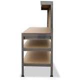Kartrite 3-layered Work Bench Garage Storage Table Tool Shop Shelf Silver