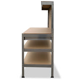 Kartrite 3-layered Work Bench Garage Storage Table Tool Shop Shelf Silver - Low Angle