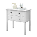 Sarantino Sven Bedside Table Night Stand - White - Front View