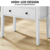 Sarantino Sven Bedside Table Night Stand - White - 45-Degree Angle