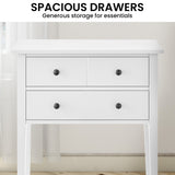 Sarantino Sven Bedside Table Night Stand - White - Rear View