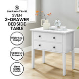 Sarantino Sven Bedside Table Night Stand - White - Extra Image