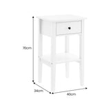 Sarantino Rue Bedside Table - White - Side View