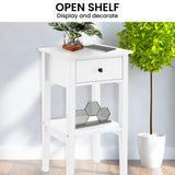 Sarantino Rue Bedside Table - White - 45-Degree Angle