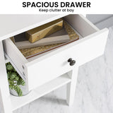 Sarantino Rue Bedside Table - White - Rear View