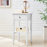 Sarantino Rue Bedside Table - White - Low Angle