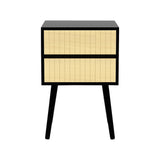 Sarantino Ivan Bedside Table Night Stand - Black/natural - Front View