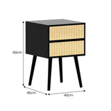 Sarantino Ivan Bedside Table Night Stand - Black/natural - Side View