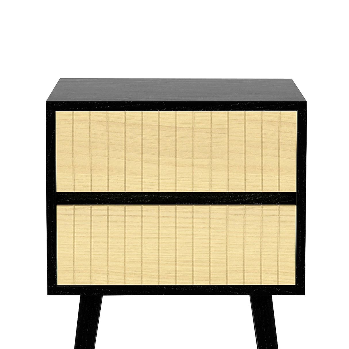 Sarantino Ivan Bedside Table Night Stand - Black/natural