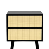 Sarantino Ivan Bedside Table Night Stand - Black/natural - Top-Down View