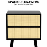 Sarantino Ivan Bedside Table Night Stand - Black/natural - Rear View