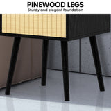 Sarantino Ivan Bedside Table Night Stand - Black/natural - Close-Up Angle