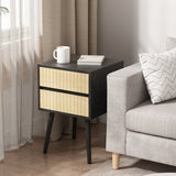 Sarantino Ivan Bedside Table Night Stand - Black/natural - Low Angle