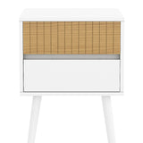 Sarantino Clio Bedside Table Night Stand - White/natural - Top-Down View