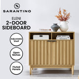 Sarantino Eleni 2-Door Sideboard Buffet Hallway Cabinet Storage Console Cupboard in Natural - Side View