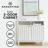 Sarantino Eleni 2-Door Sideboard Buffet Hallway Cabinet Storage Console Cupboard in White - Side View