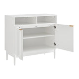 Sarantino Eleni 2-Door Sideboard Buffet Hallway Cabinet Storage Console Cupboard in White - 45-Degree Angle