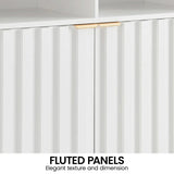 Sarantino Eleni 2-Door Sideboard Buffet Hallway Cabinet Storage Console Cupboard in White - Close-Up Angle