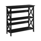 Sarantino Lucas 3-Tier Bookshelf Display Rack in Black - Front View