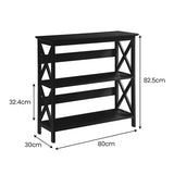 Sarantino Lucas 3-Tier Bookshelf Display Rack in Black - Side View