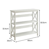 Sarantino Lucas 3-Tier Bookshelf Display Rack in White - Side View