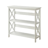Sarantino Lucas 3-Tier Bookshelf Display Rack in White - Top-Down View