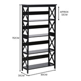 Sarantino Daphne 5-tier Cross Panel Bookshelf - Side View