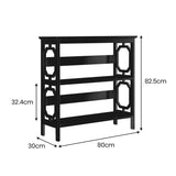 Sarantino Laurel 3-Tier Bookshelf Display Rack in Black - Side View