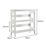 Sarantino Laurel 3-Tier Bookshelf Display Rack in White - Side View