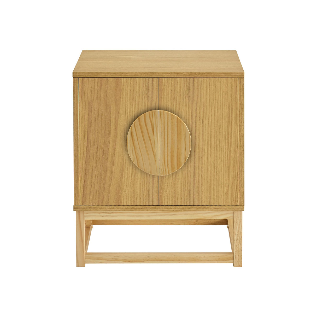Sarantino Luca Bedside Table Split Door Night Stand - Natural