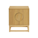 Sarantino Luca Bedside Table Split Door Night Stand - Natural - Side View