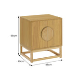 Sarantino Luca Bedside Table Split Door Night Stand - Natural - Top-Down View