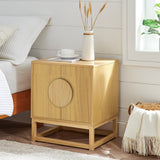 Sarantino Luca Bedside Table Split Door Night Stand - Natural - Extra Image