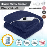 Laura Hill Heated Electric Blanket Coral Warm Fleece Winter Blue - Low Angle