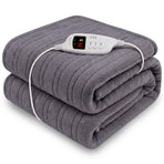 Laura Hill Electric Heated Blanket Throw Soft Coral Fleece w/ 9 Heat Settings - Grey