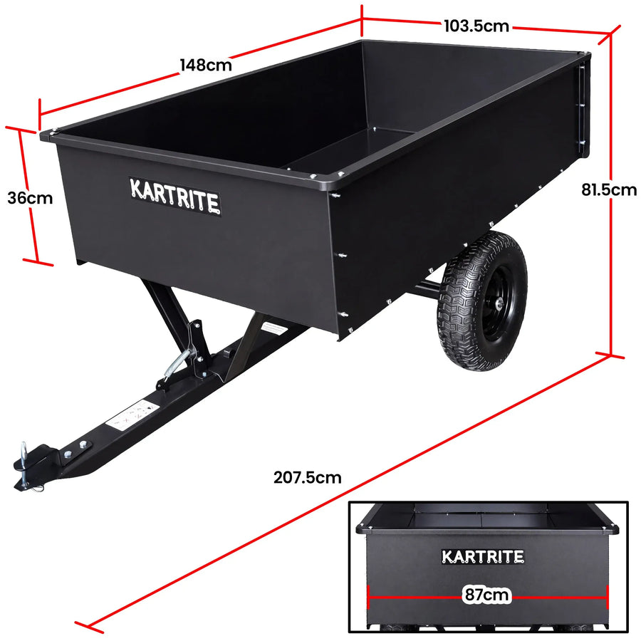 Kartrite 816kg Heavy-Duty Steel Dump Cart with Quick-Release Dumping Handle